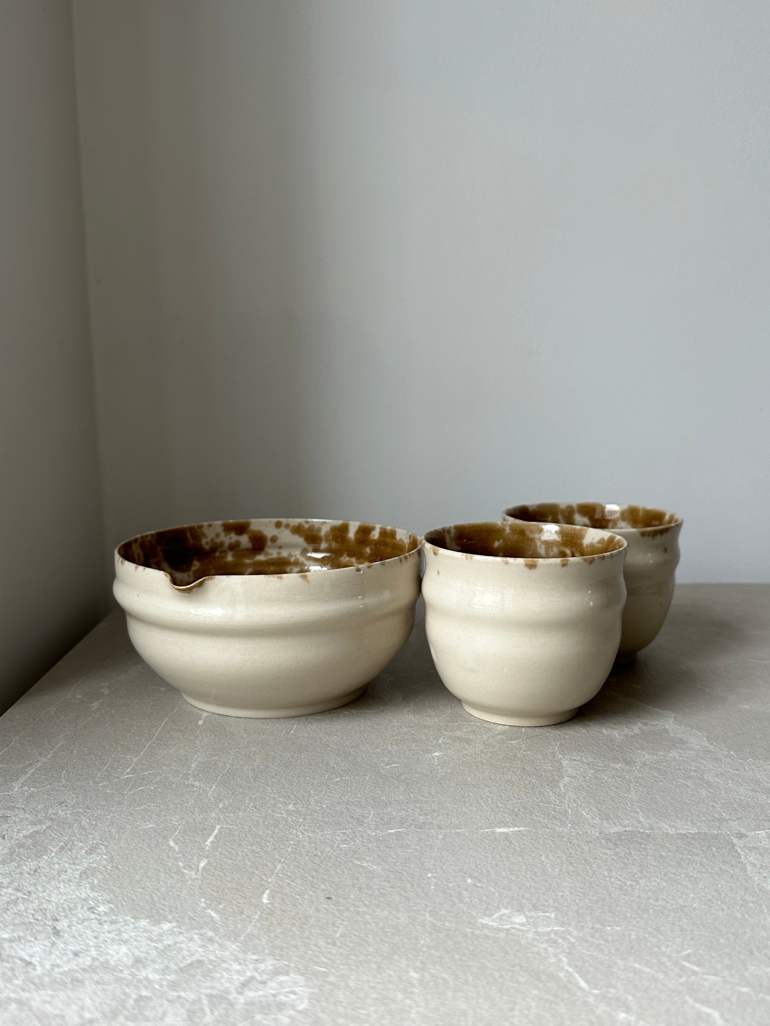 Set Bol à matcha et son duo de tasse - caramel moucheté