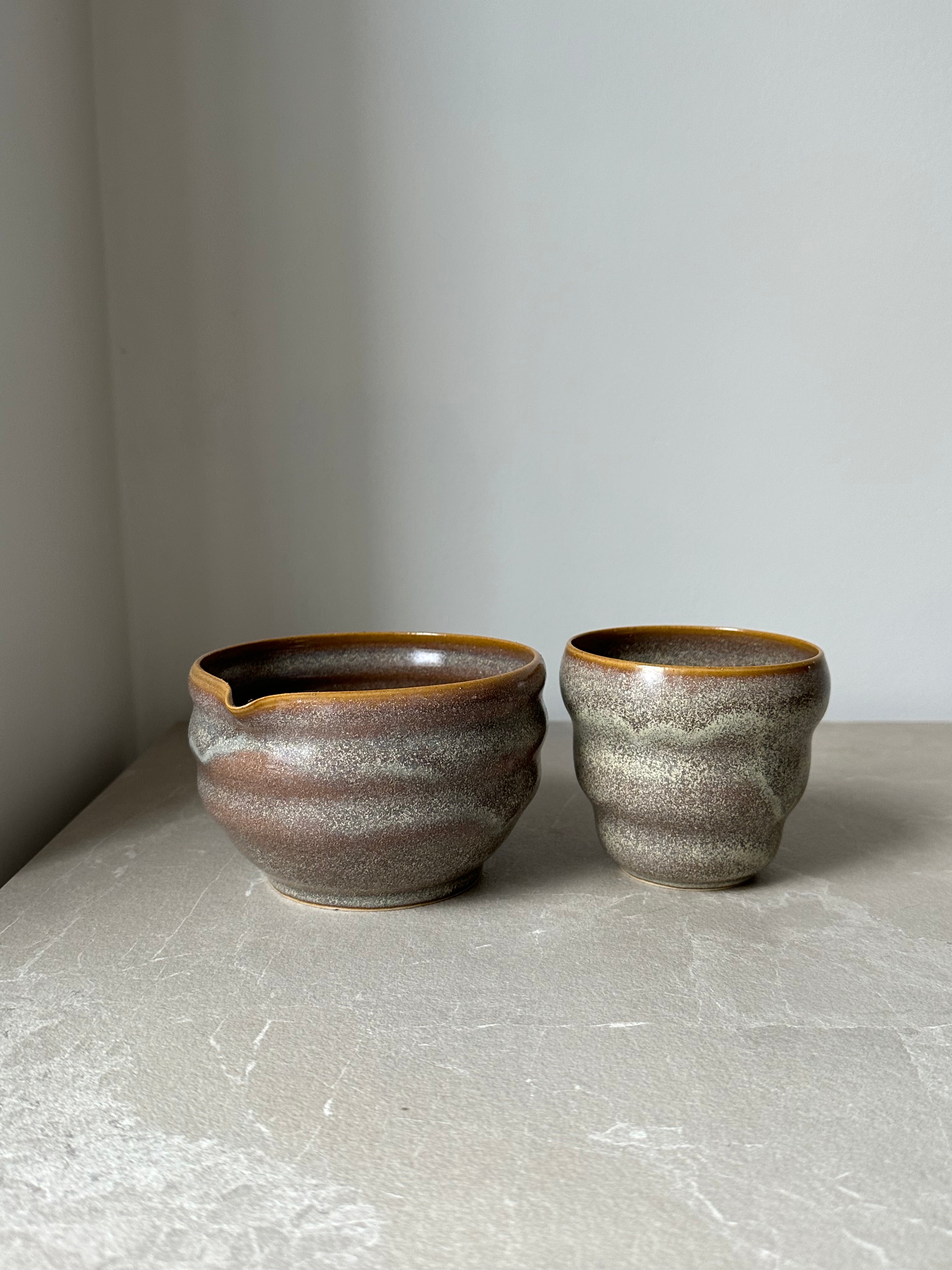 Set Bol à matcha et sa tasse - email gris lavande cendré