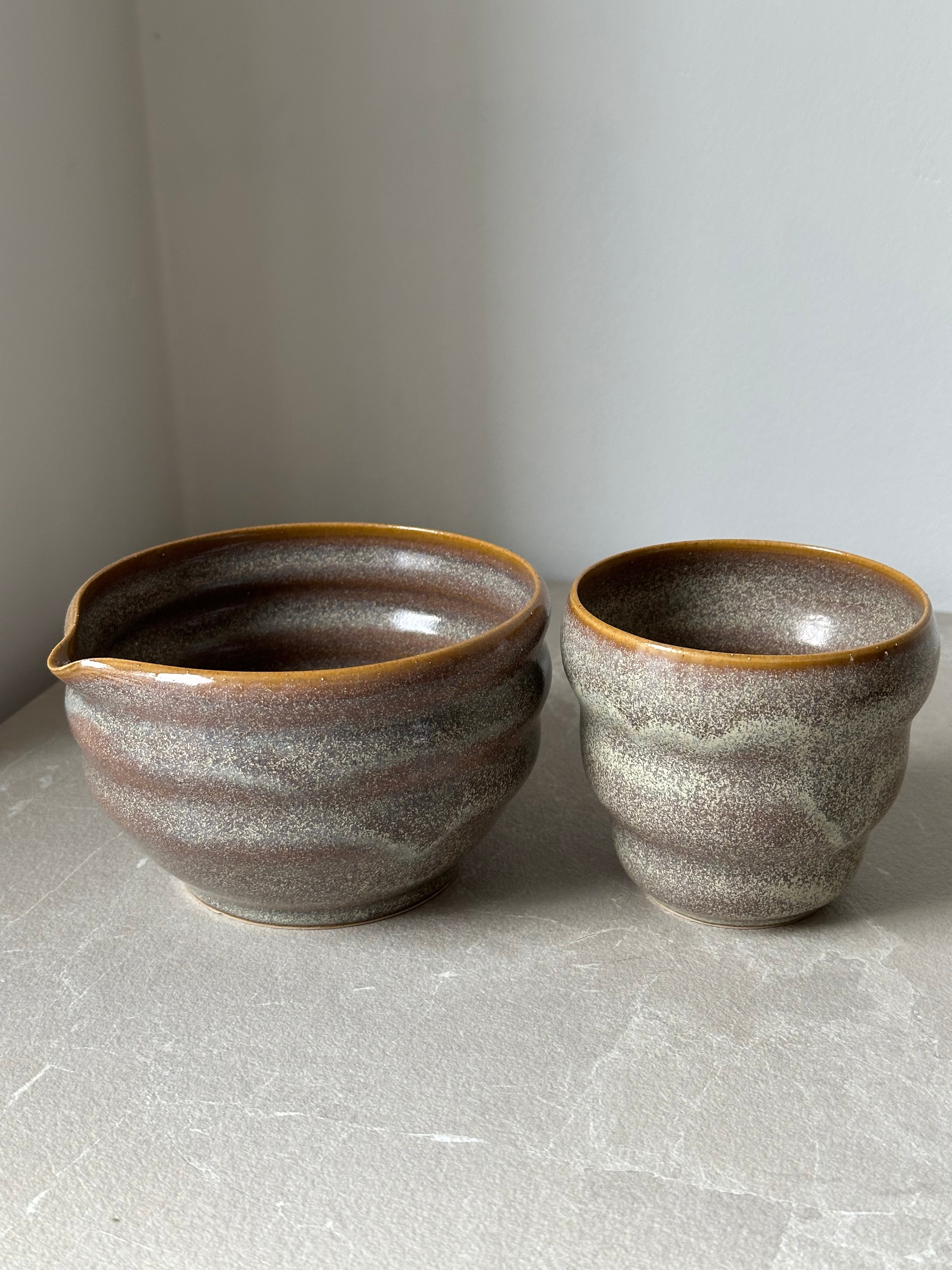 Set Bol à matcha et sa tasse - email gris lavande cendré