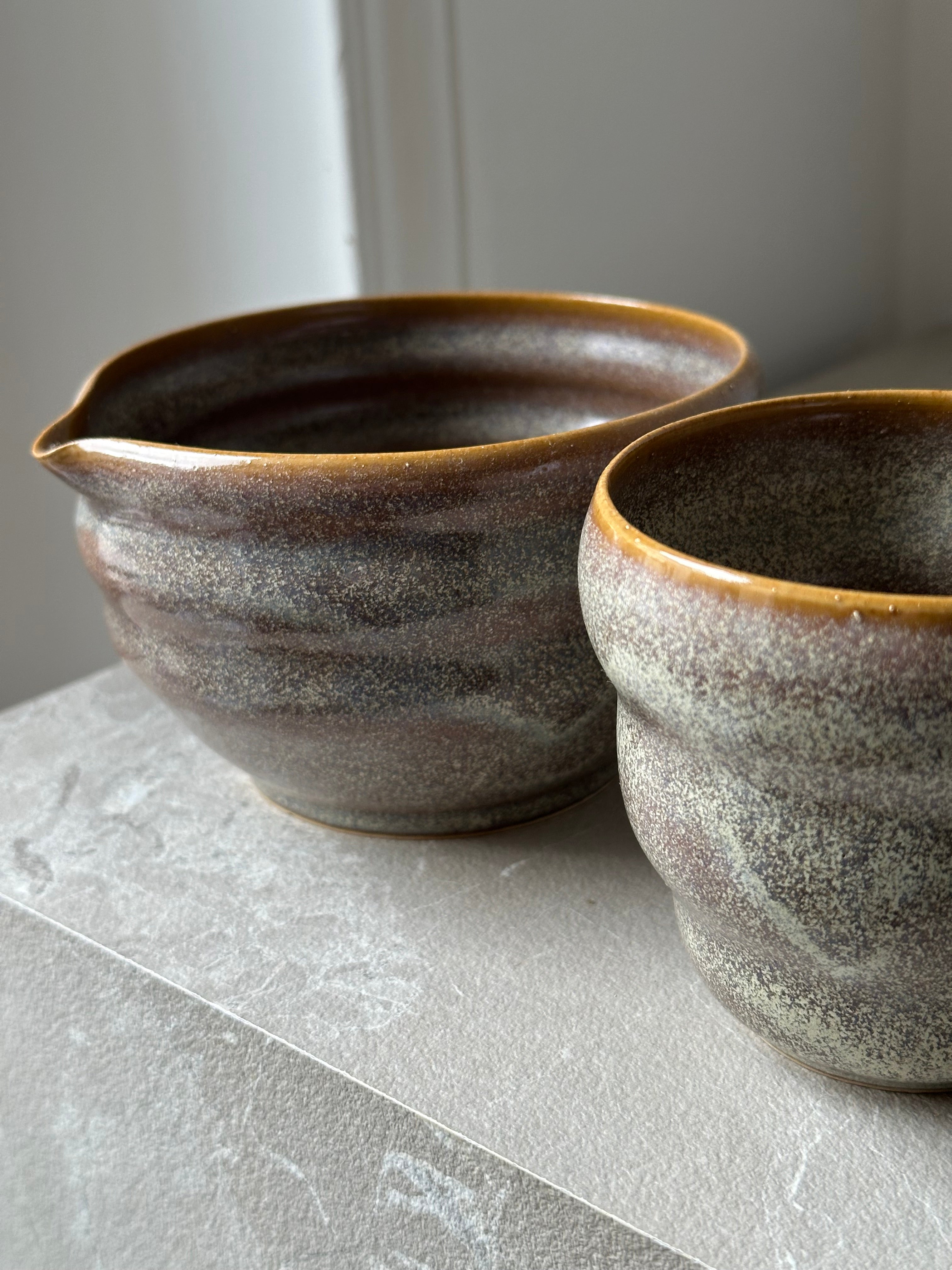 Set Bol à matcha et sa tasse - email gris lavande cendré