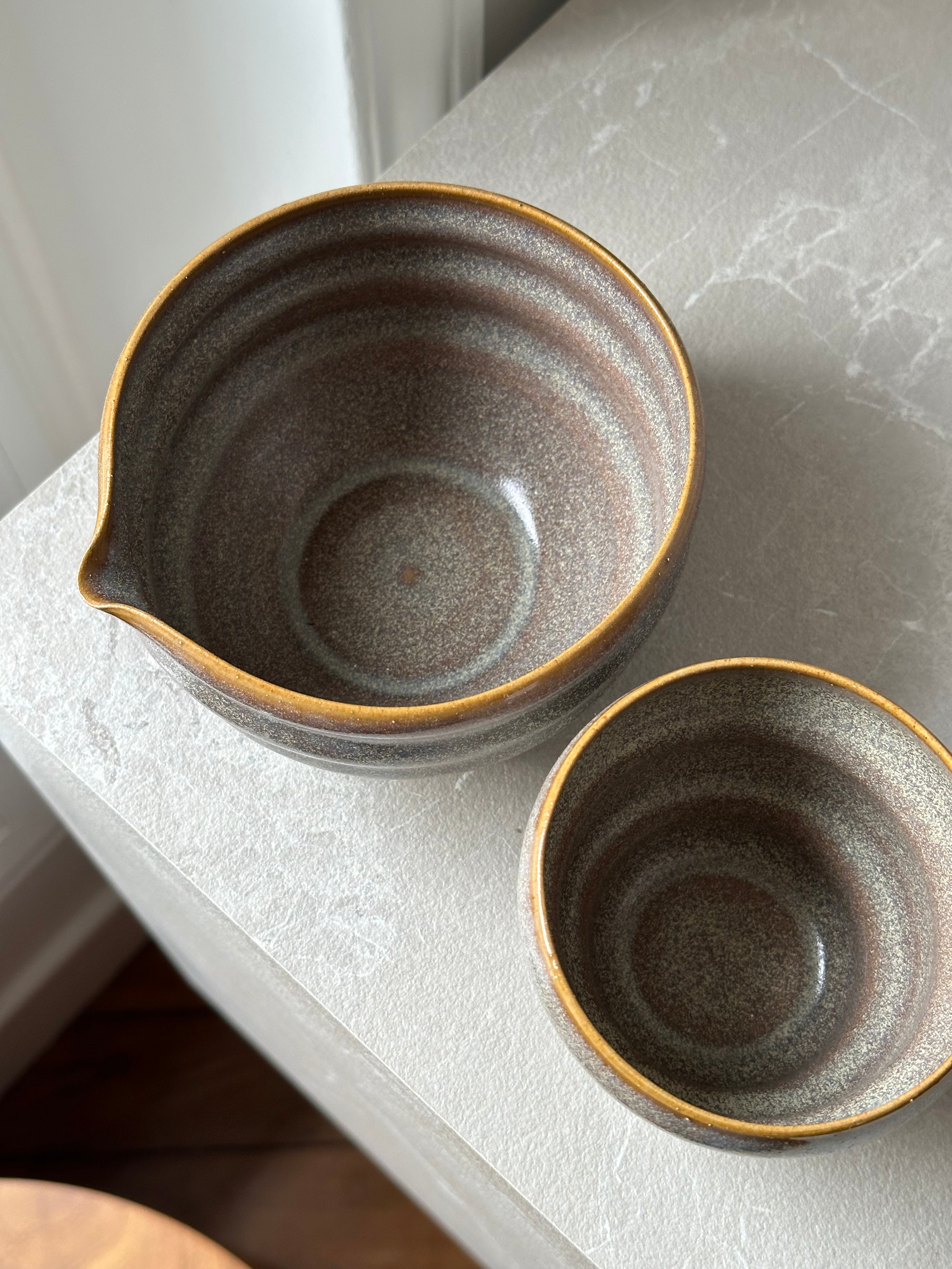 Set Bol à matcha et sa tasse - email gris lavande cendré