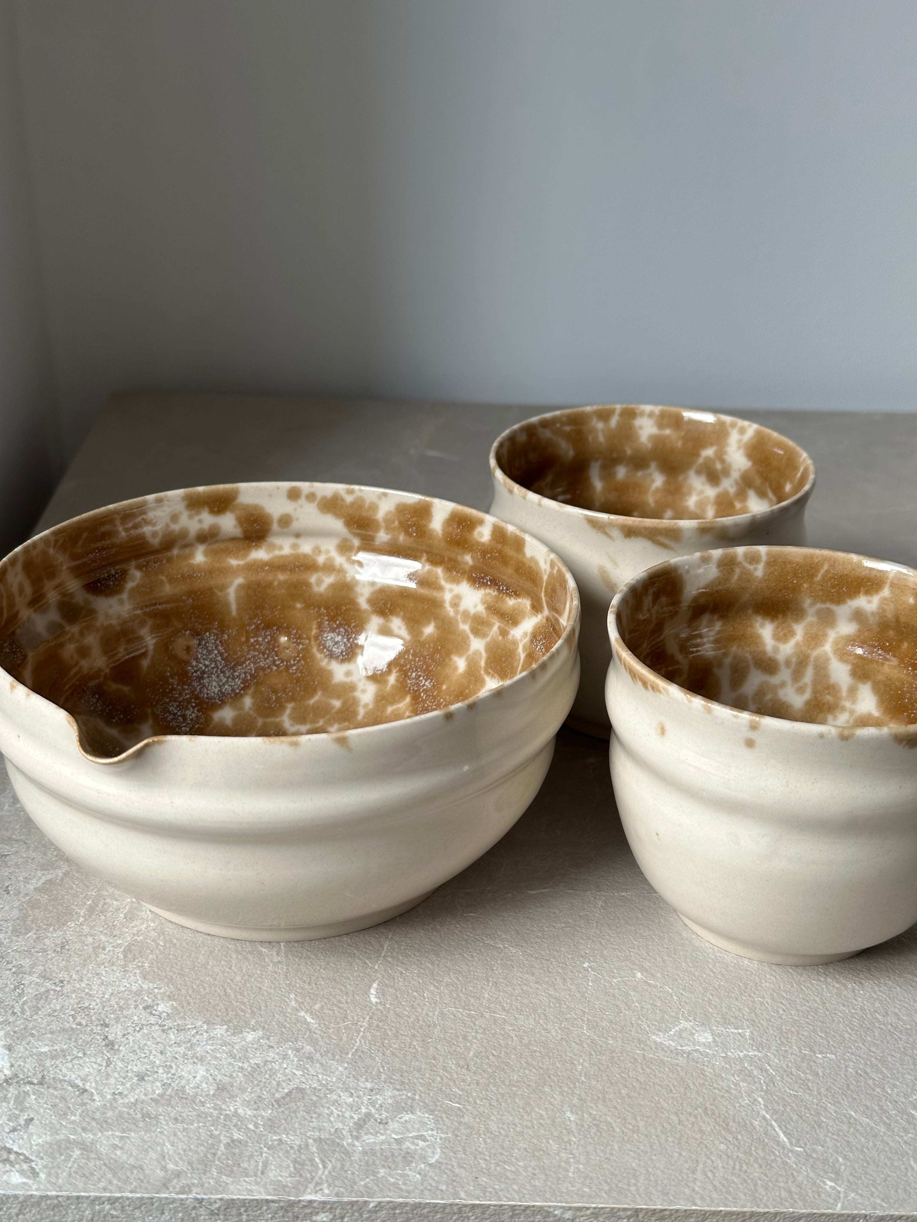 Set Bol à matcha et son duo de tasse - caramel moucheté