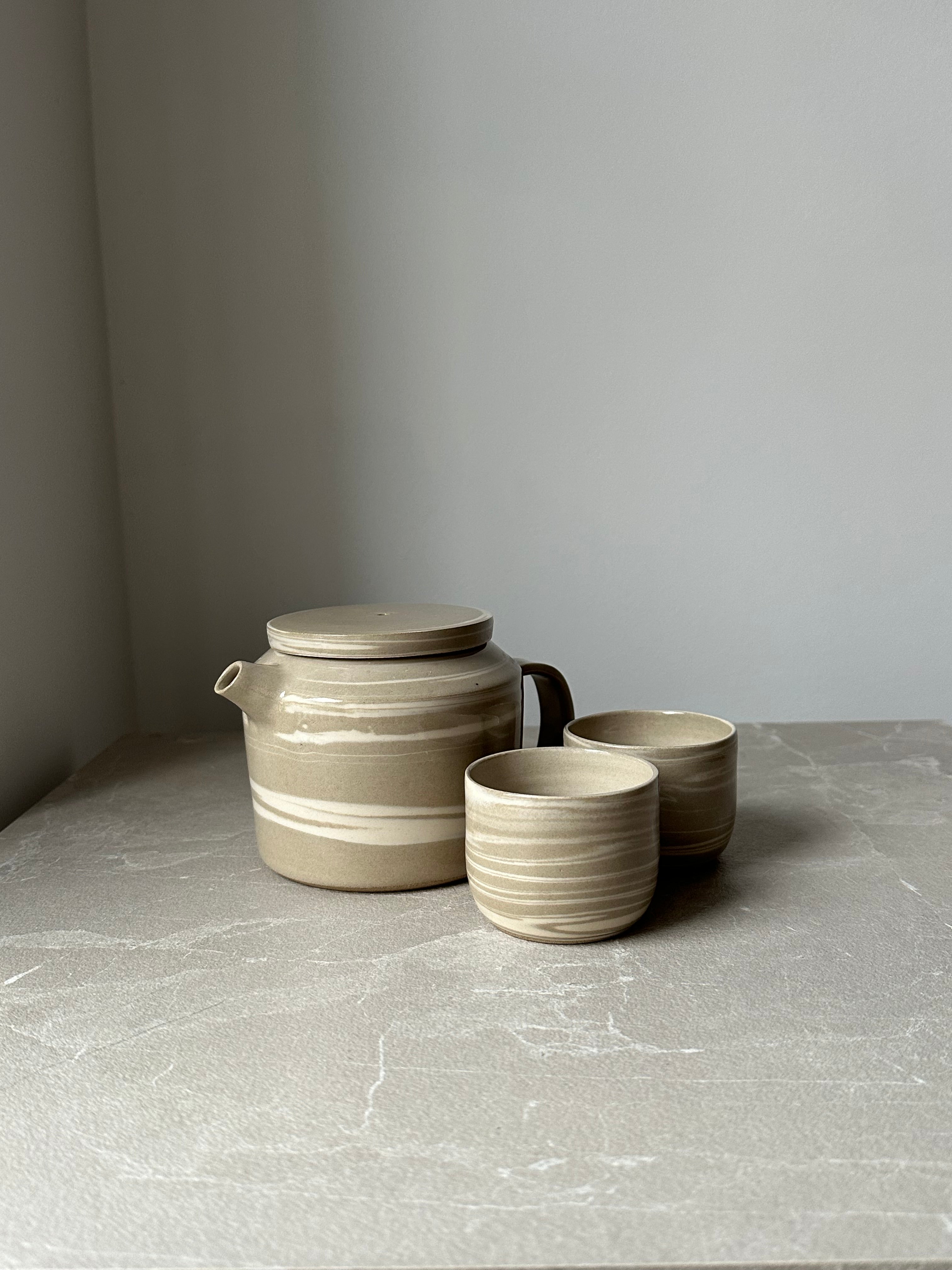 Théière grège et son duo de tasses - Terra Nostra