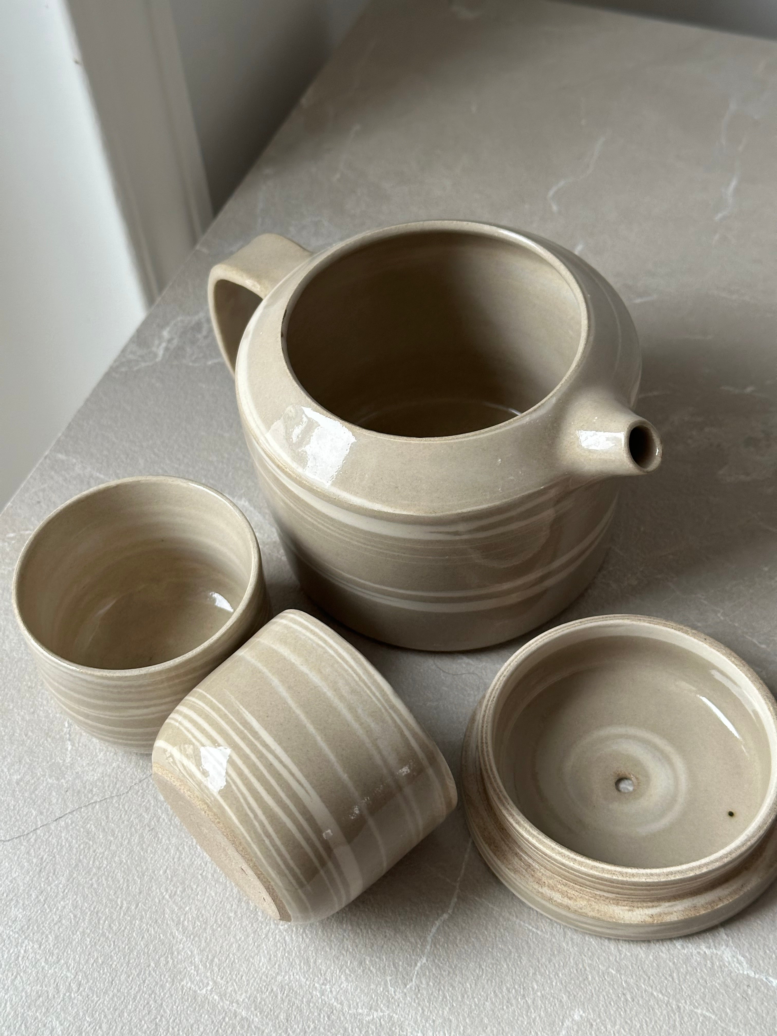 Théière grège et son duo de tasses - Terra Nostra