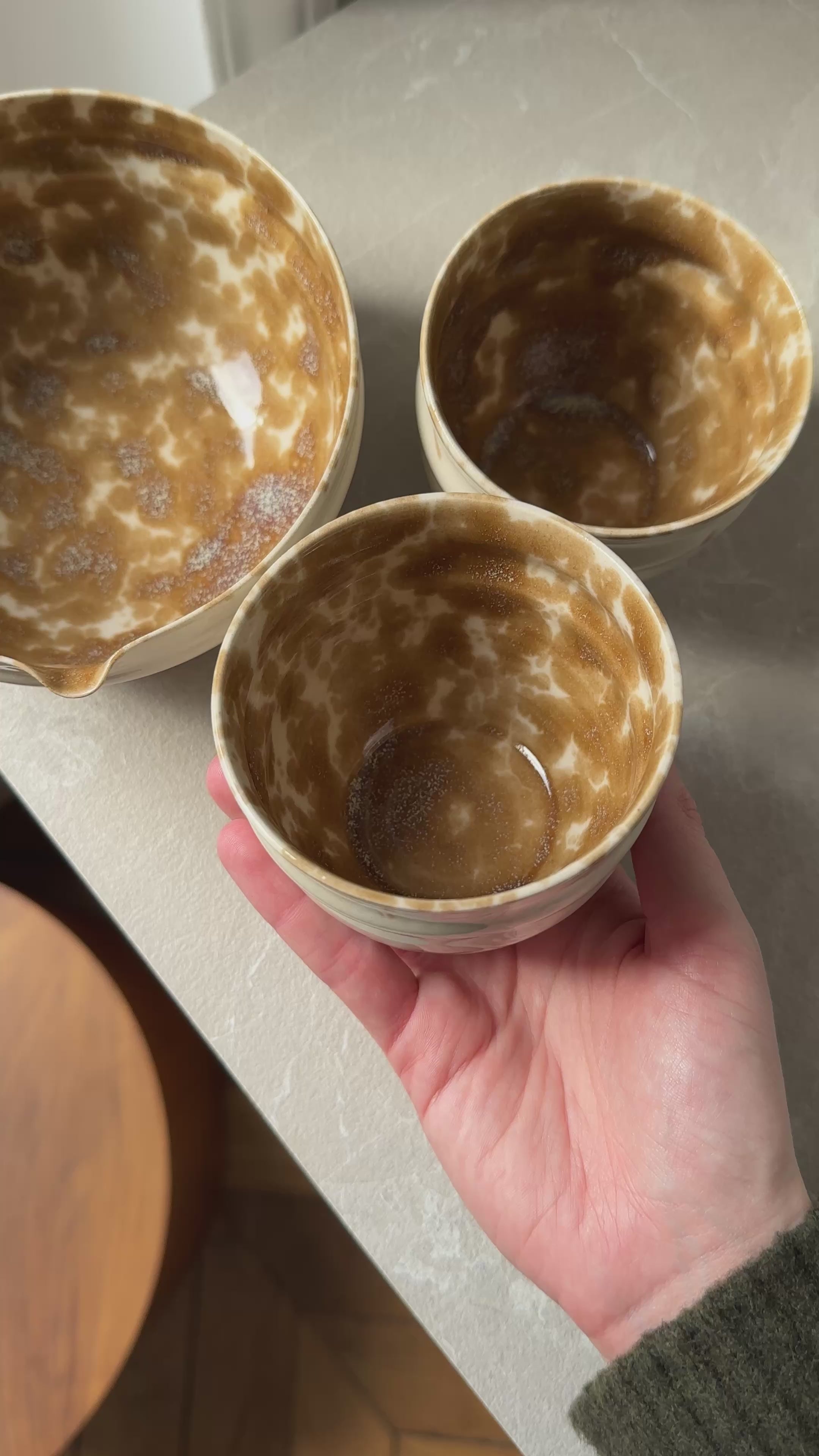 Set Bol à matcha et son duo de tasse - caramel moucheté